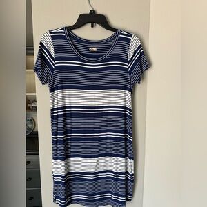 Hollister Navy and White Striped Tee